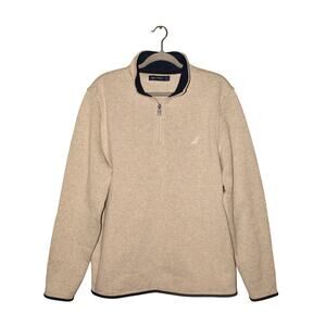 NAUTICA $99 Light Gray Ivory Quarter Zip Pullover Sweater Men's‎ Large